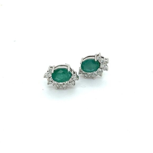 Natural Emerald Diamond Earrings 14k W Gold 2.77 TCW Certified $6,950 211898 - Picture 2 of 7